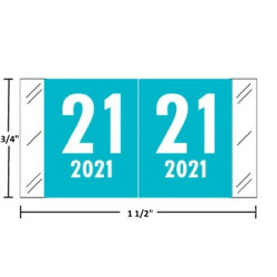 Col’R’Tab-compatible CLYM year label, 2021, light blue, wraparound with white “21”; center-slit liner.