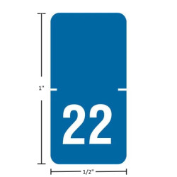 Original TABBIES 72522, 2022 blue year labels, 1 x 1/2 in, laminated top-tab wrap, center-slit, 250/pack
