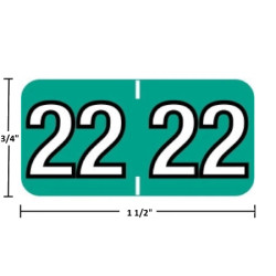Colwell-compatible COYM-22 year label, 2022 turquoise, 3/4 x 1-1/2, laminated wrap-around, USA made.