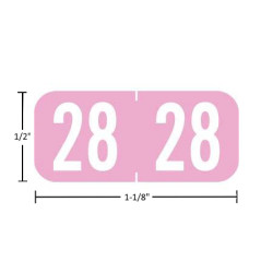 TAB A1287 year label A1287-28-T3, 2028 Lilac, 1/2 inch by 1-1/8 inch, matte vinyl, 500 per roll.