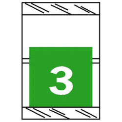 Close-up of COL'R'TAB 11053 numeric label showing number 3 in light green with laminated wrap-around design