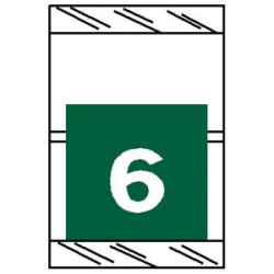 Close-up of COL'R'TAB 11056 numeric label showing number 6 in green with laminated wrap-around design