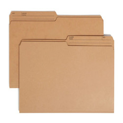 Two natural sand Smead reversible printed tab file folders stacked, letter size