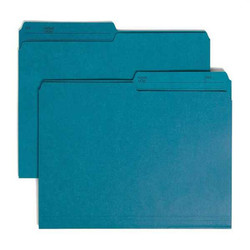 Two yellow Teal reversible printed tab file folders, letter size with 1/2-cut tabs