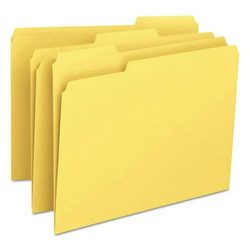 Smead 12943 yellow top tab file folders, letter size, 1/3-cut assorted tabs, box of 100