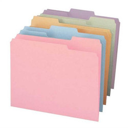 Smead 11933 assorted pastel color top tab file folders, letter size, 1/3-cut assorted tabs, box of 100