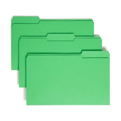 Smead 17143 green top tab file folders, legal size, 1/3-cut assorted tabs, box of 100