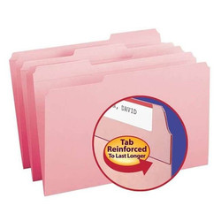Smead 17634 pink legal size file folders with reinforced 1/3-cut top tabs, 100 per box
