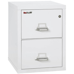 FireKing File Cabinet, 1-Hour Fire Resistant, 2-Drawer, Legal Size, 25" Deep, Artic White