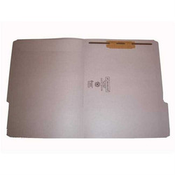 Open gray letter-size file folder with one metal fastener in position 1 on the left interior panel, reinforced 1/3-cut top tab, Smead 12334-F1.