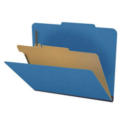 Royal Blue top tab classification folder with one interior divider and 4 fasteners, letter size (DV-T42-14-3DRD)