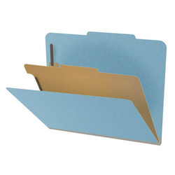 Blue top tab classification folder with one interior divider and 4 fasteners, letter size (DV-T42-14-3BLU)