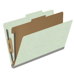 Pale green top tab pressboard classification folder with one interior divider and 4 fasteners, legal size (DV-T52-14-3PGN)