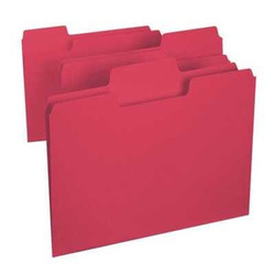 Red Smead SuperTab letter size file folders with oversized 1/3-cut top tabs, assorted tab positions