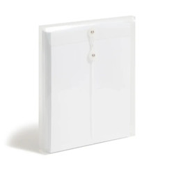 Clear Smead poly envelope with string tie closure, letter size expanding document envelope