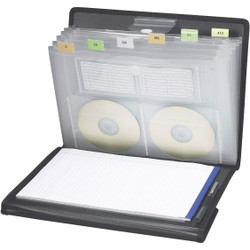 Smead Poly Pro Series II padfolio with seven pocket expanding file, document tabs, CD pockets, and lined writing pad