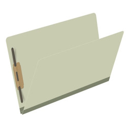 Gray green end tab pressboard fastener folder closed front view legal size heavy duty file folder
