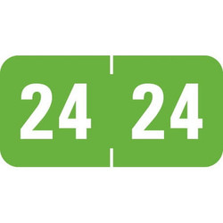 Light Green 24 year label with white numbers in a wraparound center-slit design for file folder tabs