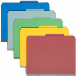 Assorted color top tab file folders with gray spine tape