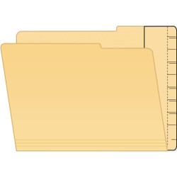 Tabbies 55992 manila Extenda-Folder strip applied to a file folder, showing the full-cut end tab conversion for shelf filing.