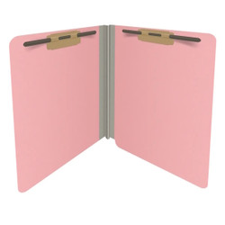 End Tab Econo Pressboard Folders with Fasteners, Letter Size, Pink, 18pt Stock, 2" Expansion (25/Box), Open