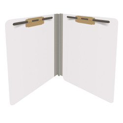 End Tab Econo Pressboard Folders with Fasteners, Letter Size, White, 18pt Stock, 2" Expansion (25/Box), Open