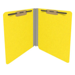 End Tab Econo Pressboard Folders with Fasteners, Letter Size, Yellow, 18pt Stock, 2" Expansion (25/Box), Open