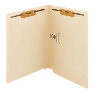 Smead End Tab File Folders, Letter Size, 11pt, 2-Ply, Two Fasteners [F13], Manila, Antimicrobial, 50/Box