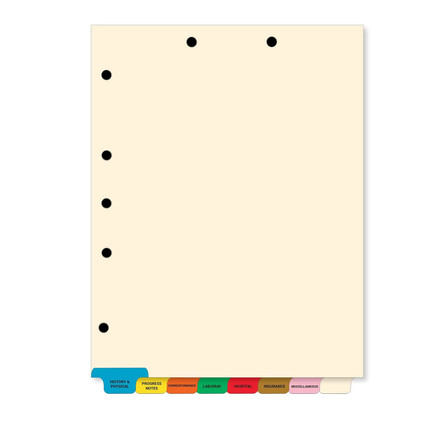 Medical Chart Divider Sets, Bottom Tabs (1/8th-Cut), 40 Sets Per Box (54500)