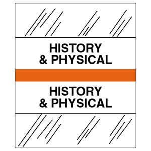 Medical Chart Index Tabs, History & Physical, Orange, 1/2 x 1-1/4, 100/Pk (54528)