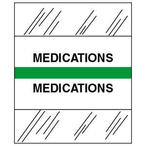 Medical Chart Index Tabs, Medications, Lt Green, 1/2 x 1-1/4, 100/Pk (54532)