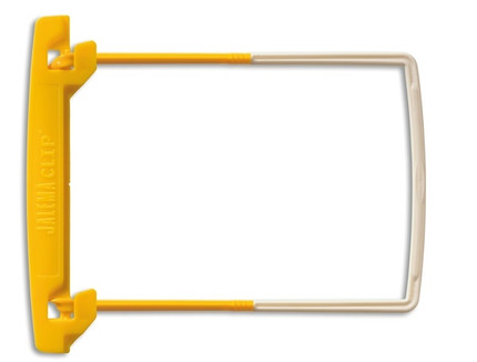 Close-up of a yellow Jalemaclip Fastener showing its design and structure