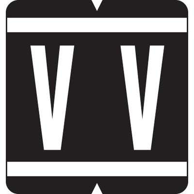 GBS/VRE Alpha Labels, 8848-Series, 1 5/16 H x 1 1/4 W, Letter V, Black, 200/Pack, 61342