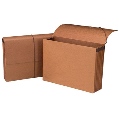 Smead 100% Recycled Wallet, Flap and Cord Closure, 5-1/4" Expansion, Legal Size, Redrope, 10/Box