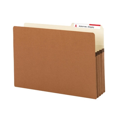 Smead File Pocket, 2/5-Cut Tab Right Position, Guide Height, 3-1/2" Exp, Legal Size, Redrope, 25/Box