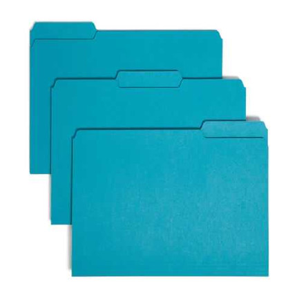 Smead Interior File Folder, 1/3-Cut Tab, Letter Size, Teal, (10291)