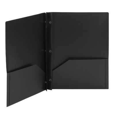 Smead 3 Prong 2-Pocket Plastic folder, Letter Size, Black, 25/Box