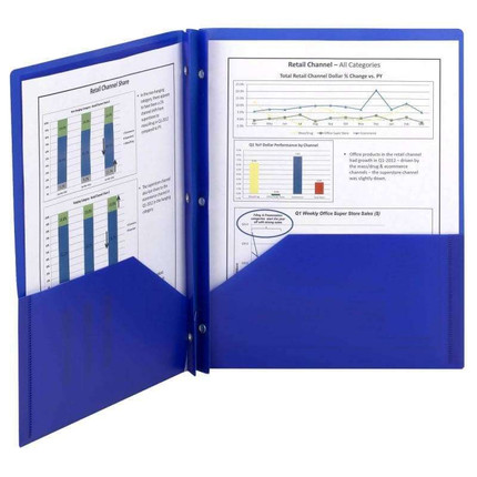 Smead Poly Two-Pocket Folder, Tang Fastener, Letter, Dark Blue (87726)