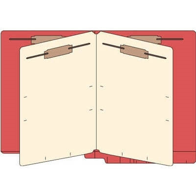 End Tab Classification Folders, 2 Dividers, Letter Size, 14pt Red, 25 Box (87C05D2RED)