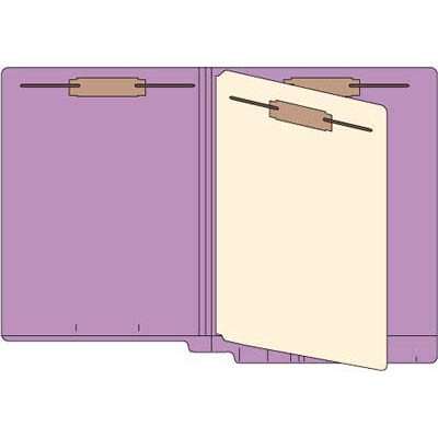 Classification Folders, End Tab, Letter Size, 3/4" Exp, 4 Fasteners, 1 Divider, 11pt Lavender, 25/Bx