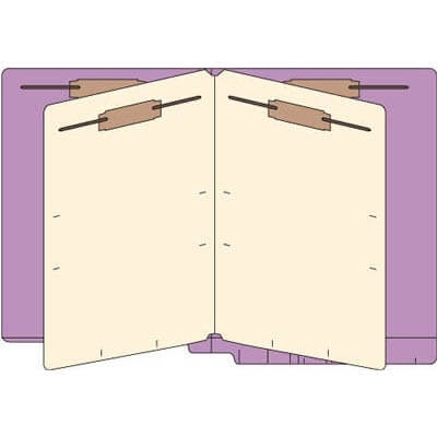 End Tab Classification Folders, 2 Dividers, Letter Size, 14pt Lavender, 25 Box (87C08D2LAV)