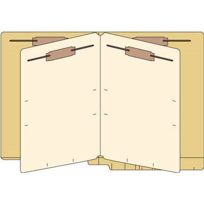 Classification Folders, End Tab, Letter, 2 Div, 14pt Tan, 25/Bx