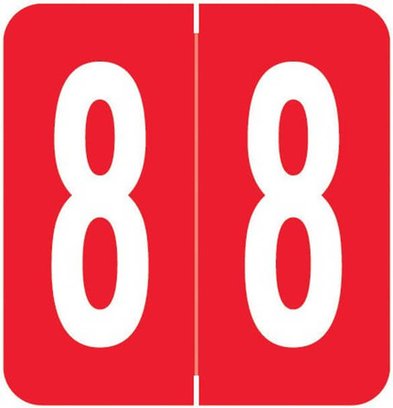 VRE/GBS 8860-Series Numeric Labels, Yellow, Number 8, Red, 500 Labels per Roll