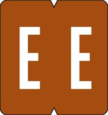 GBS Alpha Labels, 8850-Series, 1 5/16 H x 1 1/4 W, Letter E, Brown, 550/Roll, 91325