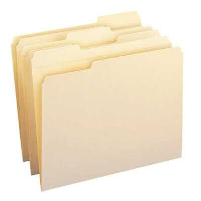 Smead 100% File Folder, Reinforced 1/3-Cut Tab, Letter, Manila (10347)