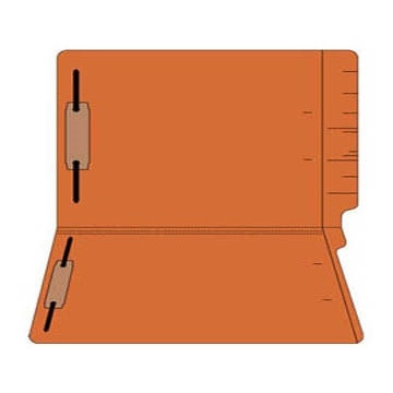 Colored Folders, End Tab, Legal Size, 3/4" Exp, Fasteners Pos 1/3, 11pt Orange, 50/Box