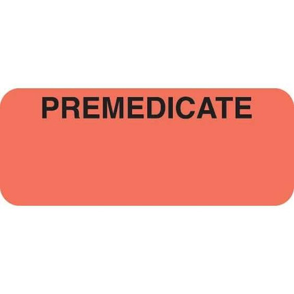 Medical Chart Labels, Premedicate, 1 7/8 x 3/4, Fl. Red (A1032)