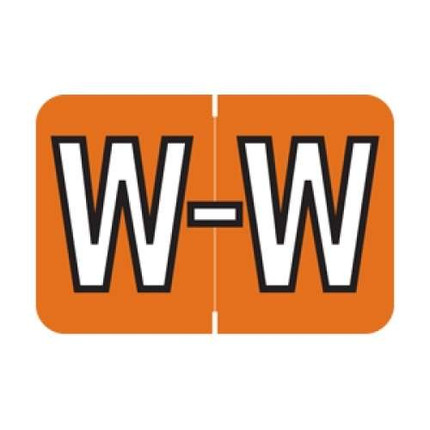 Barkley Alpha Labels, ACPM-Series, 1 H x 1 1/2 W, Letter W, Dk Orange, 500/Roll