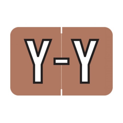 Barkley Alpha Labels, ACPM-Series, 1 H x 1 1/2 W, Letter Y, Brown, 500/Roll