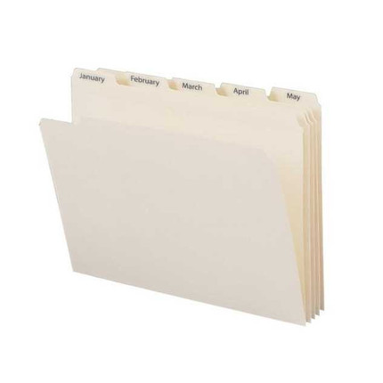 Smead Indexed File Folder Set, Monthly (Jan-Dec) Folders, Reinforced 1/5-Cut Tab, Letter Size, Manila, 12 per Set (11765)